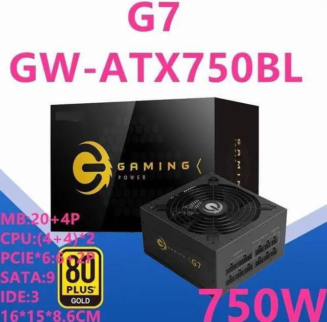 Alt view image 5 of 5 - PSU for Full Module 80plus Gold Game Power Supply Rated 750W Peak 650W Power Supply G7 GW-ATX750BL