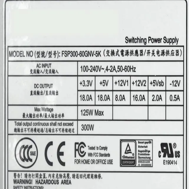 Alt view image 5 of 6 - PSU for 8362 DS-8664 96 20Pin+4Pin 300W Switching Power Supply FSP300-60GNV-5K FSP300-60GNV
