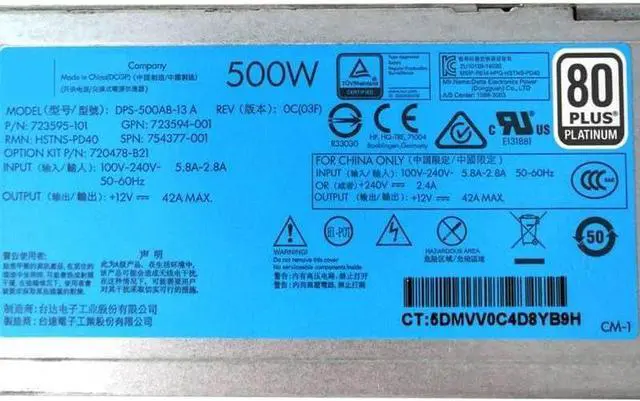 Alt view image 4 of 5 - PSU for DL360 DL380 G9 500W Power Supply DPS-500AB-13 A 754377-001 723595-101 HSTNS-PD40 720478-B21 HSTNS-PC40