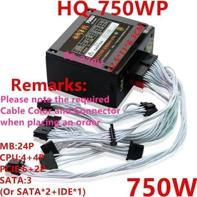 Alt view image 5 of 5 - PSU for Royal Legend ITX SFX A4 A50 U1 Rated 650W Peak 750W Switching Power Supply HQ-750WP