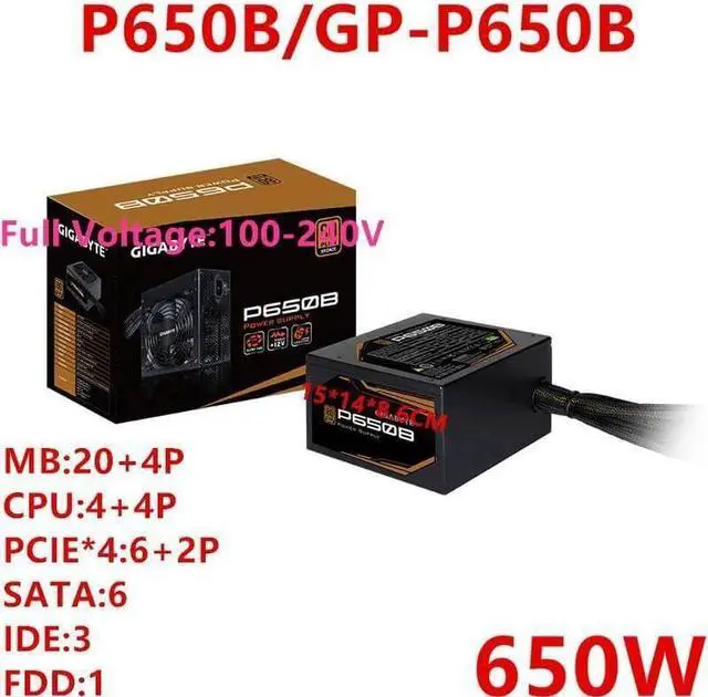 Alt view image 4 of 4 - PSU for ATX 80plus Bronze Non-Modular 2080 Game Mute Power Supply 650W Power Supply P650B/GP-P650B