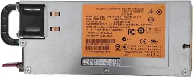 Main image of 511777-001 511778-001 for DL360 380 G6 G7 G8 Server Power Supply 460W 750W DPS-750RB A DPS-460EB A 499249-001 506821-001(1Pc 511778-001 750W)