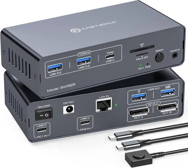 Main image of 4K@120Hz USB C Docking Station Dual Monitor for 2 Laptops or Macbooks Switch(12-in-1) Type C Dock with 2 Displayport, 1G Ethernet, 10Gbps USBC + USBA 3.2, 5Gbps USB 3.0 Date and SD/microSD Card Slots