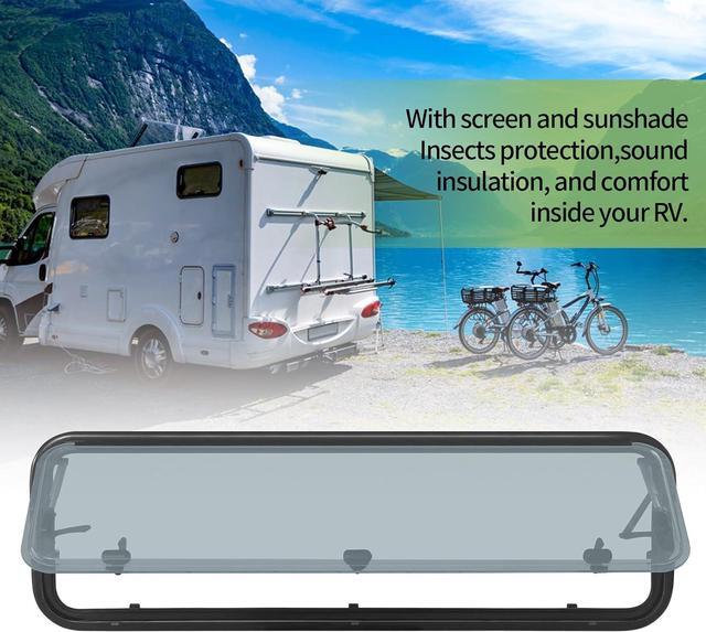 Alt view image 7 of 7 - RV Push Out Window, UV Proof Camper Acrylic Glass Hinged Window Replacement with Screen, Sun Shade, Caravan Motorhome External Exit Window for Replace,13.78Hx47.24W