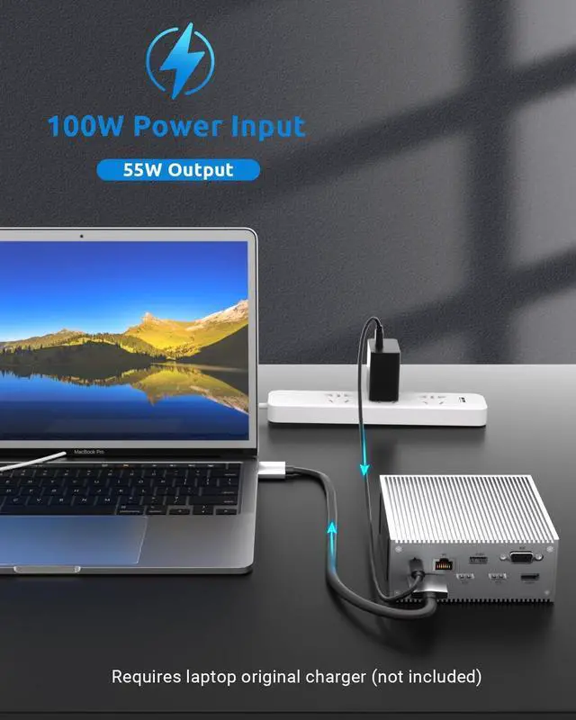 Alt view image 5 of 7 - 16 in 2 USB C Docking Station - Dual 4K HDMI, VGA, 6 USB, RJ45, SD/TF Card Reader - Triple Display for MacOS with Thunderbolt 3 (Not for M1)