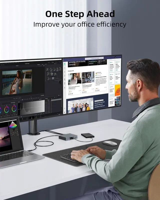Alt view image 7 of 7 - Displaylink Docking Station Dual Monitor for MacBook M1/M2/M3 Windows,15 in 1 USB C HDMI Docking Station with 2 HDMI & DisplayPort 4K@60Hz,8 USB Ports,100W PD,Gigabit Ethernet,3.5mm Audio,TF/SD.