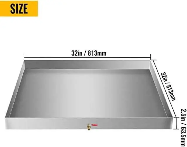 Alt view image 2 of 6 - Washing Machine Pan - Drilled Washing Machine Drain Pan Drain Adapter Fitting Included - Recycled Steel Washing Machine Tray - Drain Pan for Washer and Dryer,32 X 32 X 2.5 Inch