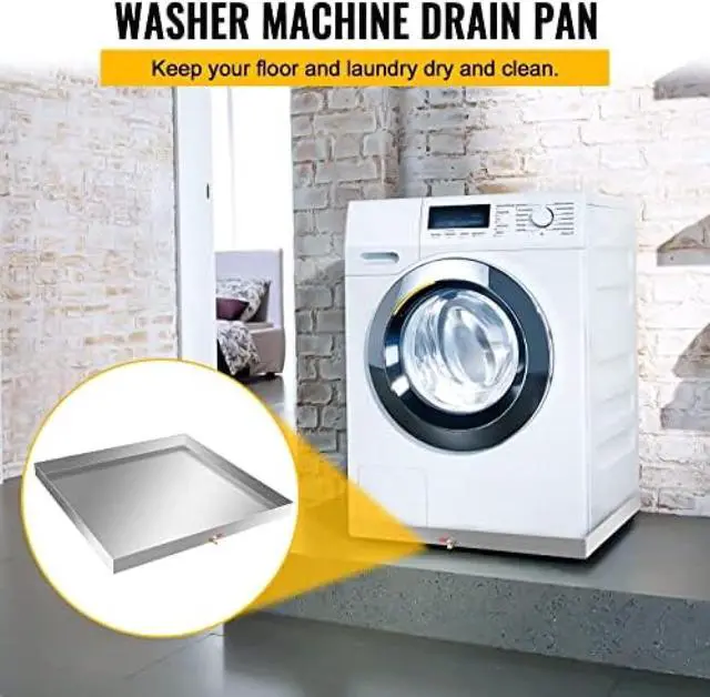 Alt view image 4 of 6 - Washing Machine Pan - Drilled Washing Machine Drain Pan Drain Adapter Fitting Included - Recycled Steel Washing Machine Tray - Drain Pan for Washer and Dryer,32 X 32 X 2.5 Inch