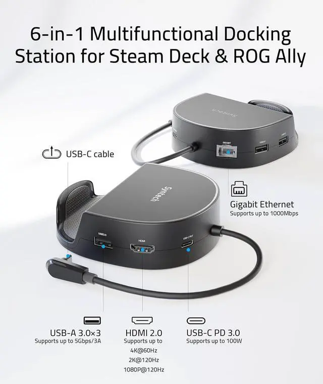 Alt view image 3 of 7 - Syntech Blue Protective Case with Docking Station Compatible with Steam Deck