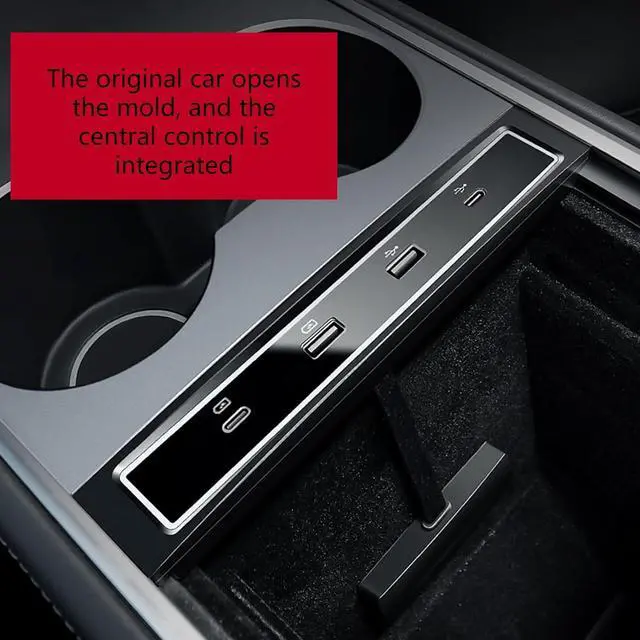 Alt view image 2 of 7 - 4 Port 27W Fast Charging Splitter Glovebox-USB Hub Docking Station Shunt Hub For 3/Y Car Interior Accessories Usb Shunt Quick Charger Led Intelligent Docking Station Usb Shunt Hub Decoration Car 27w