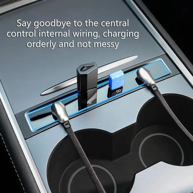 Alt view image 5 of 7 - 4 Port 27W Fast Charging Splitter Glovebox-USB Hub Docking Station Shunt Hub For 3/Y Car Interior Accessories Usb Shunt Quick Charger Led Intelligent Docking Station Usb Shunt Hub Decoration Car 27w