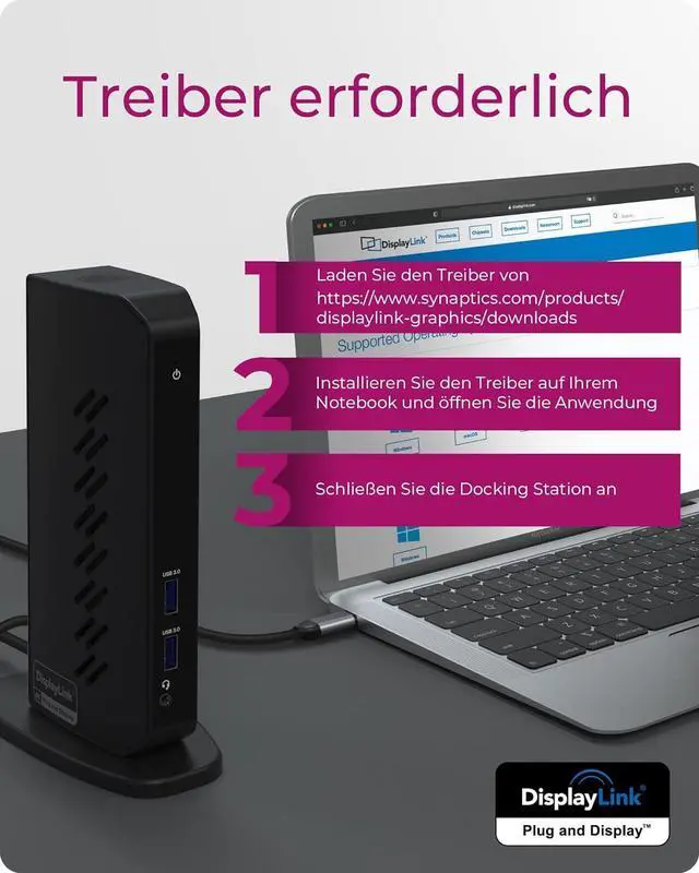 Alt view image 2 of 7 - ICY BOX USB-C Docking Station (11-in-1) with 2x HDMI & 2x DP, USB-C Docking Station for Laptop (Gigabit Ethernet, 6 USB 3.0 Ports), DisplayLink, IB-DK2252AC