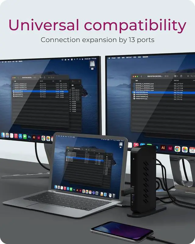 Alt view image 3 of 7 - ICY BOX USB-C Docking Station (11-in-1) with 2x HDMI & 2x DP, USB-C Docking Station for Laptop (Gigabit Ethernet, 6 USB 3.0 Ports), DisplayLink, IB-DK2252AC