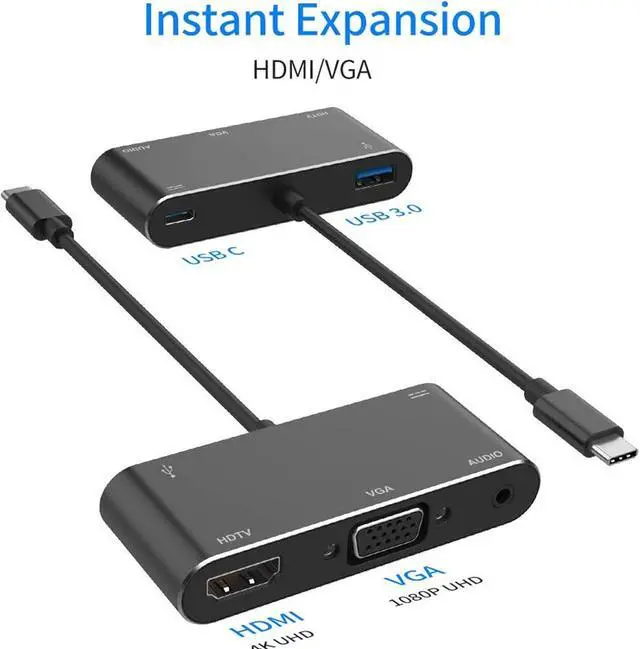 Alt view image 4 of 5 - USB Hub Dock for Notebook Docking Station with HDMI VGA USB 3.0 PD 3.5 Audio Jack for Monitor TV