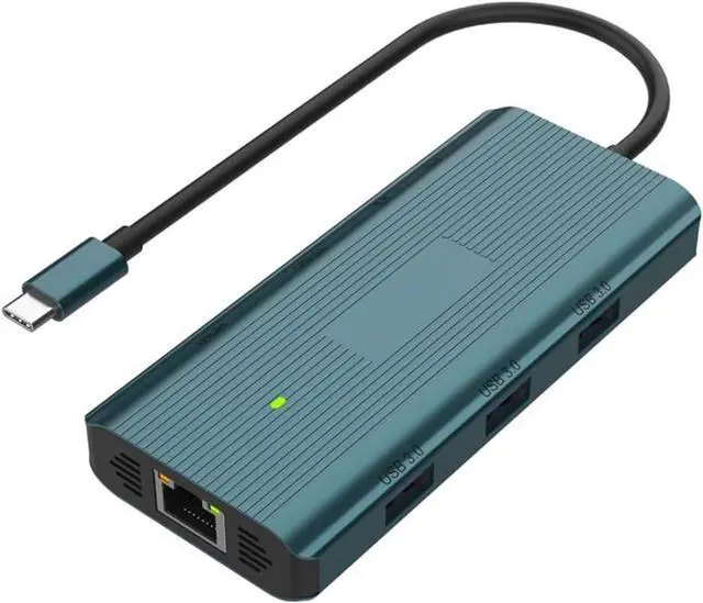 Main image of USB C Docking Station 9 Ports Multi Functional with 1000M Ethernet 3 USB 4K30Hz HDTV Card Reader PD100W Charging