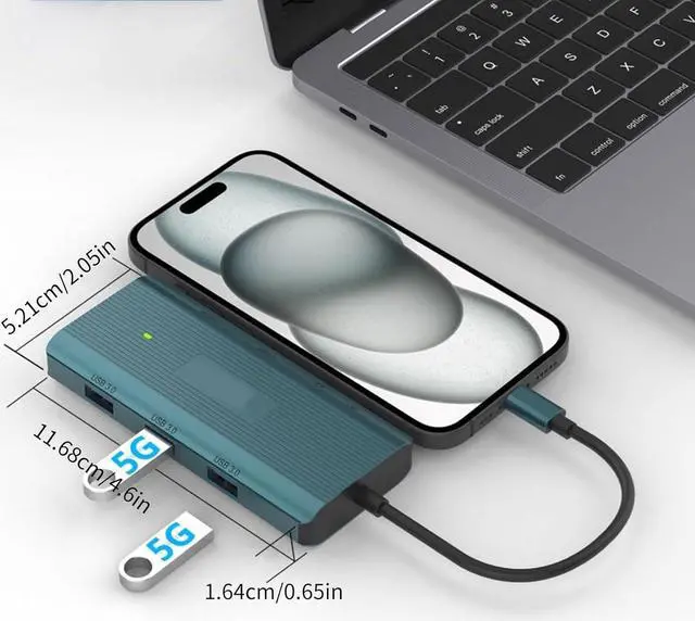 Alt view image 6 of 7 - USB C Docking Station 9 Ports Multi Functional with 1000M Ethernet 3 USB 4K30Hz HDTV Card Reader PD100W Charging