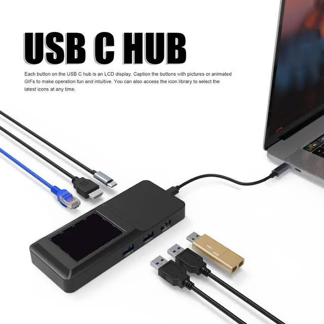 Alt view image 2 of 7 - USB C 8 in 1 Docking Station with UHD 4K Output, USB Ports, Card Reader, RJ45 Ethernet, 100W Power for MacBook, forPro, forAir, for