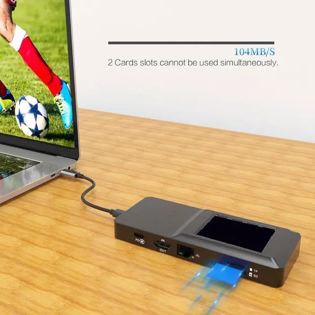 Alt view image 3 of 7 - USB C 8 in 1 Docking Station with UHD 4K Output, USB Ports, Card Reader, RJ45 Ethernet, 100W Power for MacBook, forPro, forAir, for