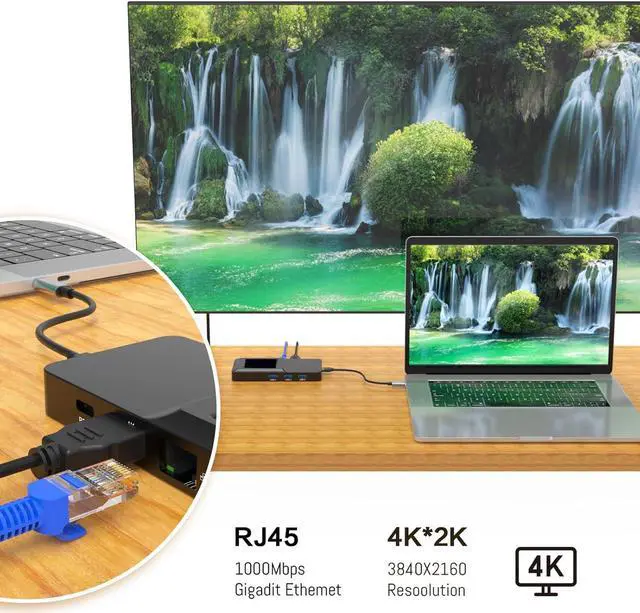 Alt view image 5 of 7 - USB C 8 in 1 Docking Station with UHD 4K Output, USB Ports, Card Reader, RJ45 Ethernet, 100W Power for MacBook, forPro, forAir, for