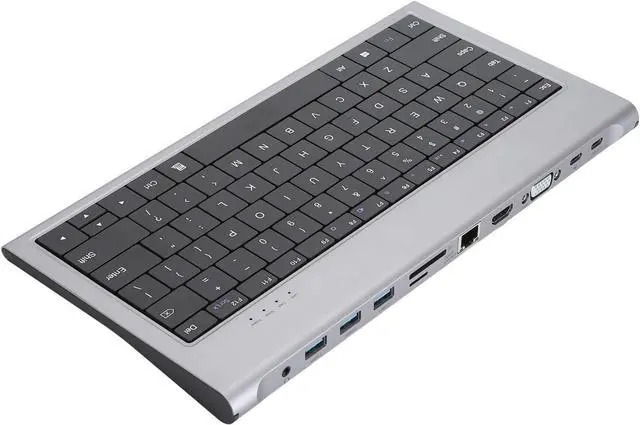 Main image of 11 in 1 Wired Keyboard with USB Hub, 78 Keys USB C Computer Keyboard with Gigabit RJ45 Port, Laptop Docking Station 100W PD Fast Charging for Data Transfer