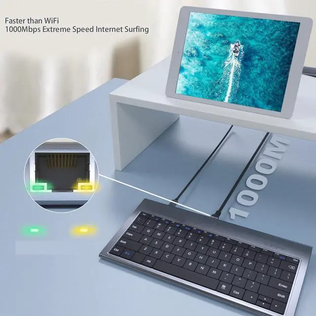 Alt view image 6 of 7 - 11 in 1 Wired Keyboard with USB Hub, 78 Keys USB C Computer Keyboard with Gigabit RJ45 Port, Laptop Docking Station 100W PD Fast Charging for Data Transfer