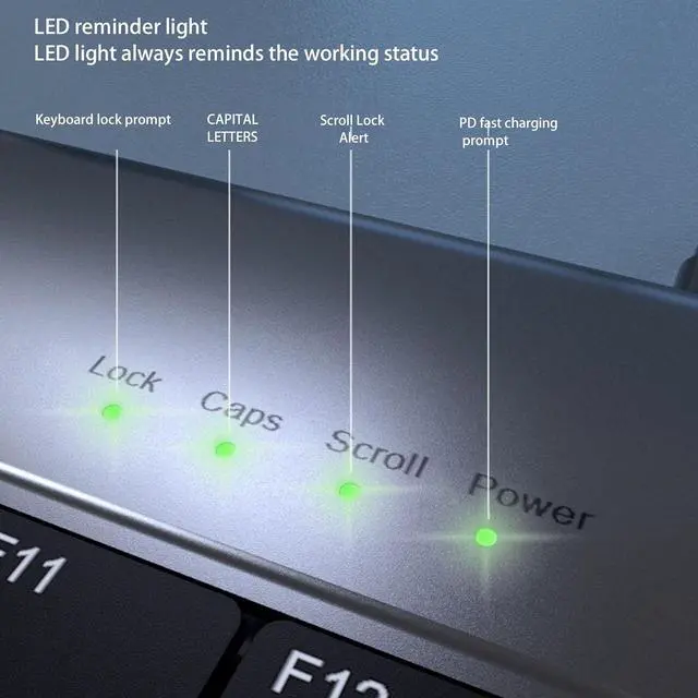 Alt view image 5 of 7 - 11 in 1 Wired Keyboard with USB Hub, 78 Keys USB C Computer Keyboard with Gigabit RJ45 Port, Laptop Docking Station 100W PD Fast Charging for Data Transfer
