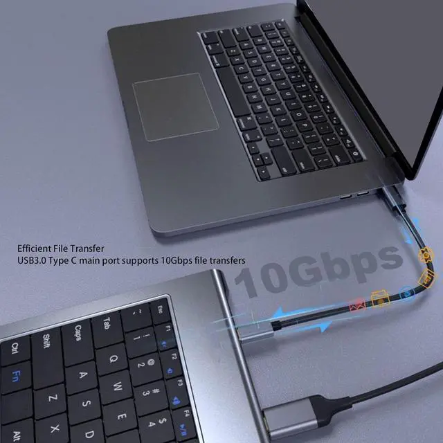 Alt view image 7 of 7 - 11 in 1 Wired Keyboard with USB Hub, 78 Keys USB C Computer Keyboard with Gigabit RJ45 Port, Laptop Docking Station 100W PD Fast Charging for Data Transfer
