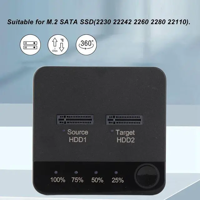 Alt view image 6 of 7 - M.2 SSD Duplicator, Black ABS M.2 SATA SSD Duplicator Dual Bay 1Gbps High Speed Offline Clone M.2 SATA SSD Docking Station Replacement for 2230 22242 2260 2280 22110
