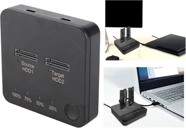Alt view image 7 of 7 - M.2 SSD Duplicator, Black ABS M.2 SATA SSD Duplicator Dual Bay 1Gbps High Speed Offline Clone M.2 SATA SSD Docking Station Replacement for 2230 22242 2260 2280 22110