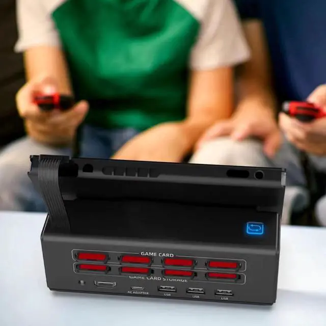Alt view image 6 of 7 - TV Docking Station, 8 in 1 Game Card Dock HDMI 4K 30HZ TV Docking Station, USB2.0 HUB*3 PD3.0 Type C Charging with Fan Cooling