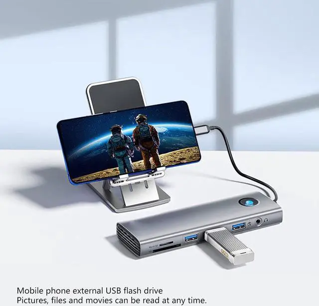 Alt view image 4 of 7 - USB C Adapter 10 in 1 Docking Station with Video 1000M Ethernet PD100W Charging USB3.0 3Ports 5Gbps Fast Data Transfer