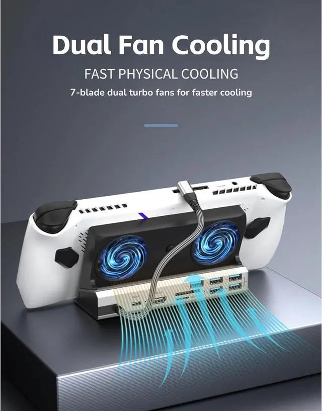 Alt view image 2 of 7 - 10 in 1 Docking Station with Dual Cooling Fan, 4K 60Hz HD Multimedia Interface, 100W Charging for Steam Deck,