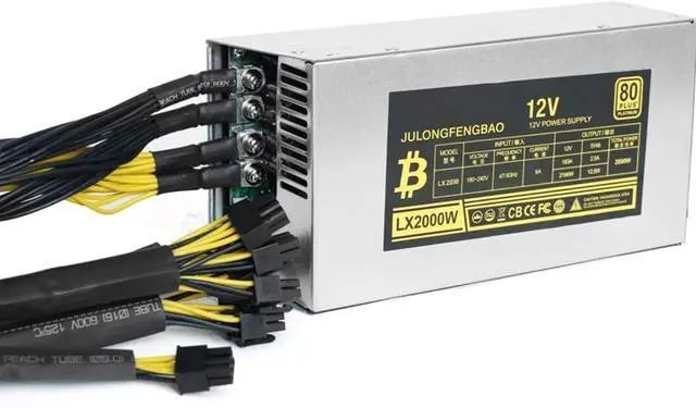 Alt view image 2 of 7 - 2000W PSU Antminer Bitmain 2000w Power Supply 6PIN Antminer T9 ETH PSU antminer S9 S7 L3 BTC LTC 1800W Miner Power Supply