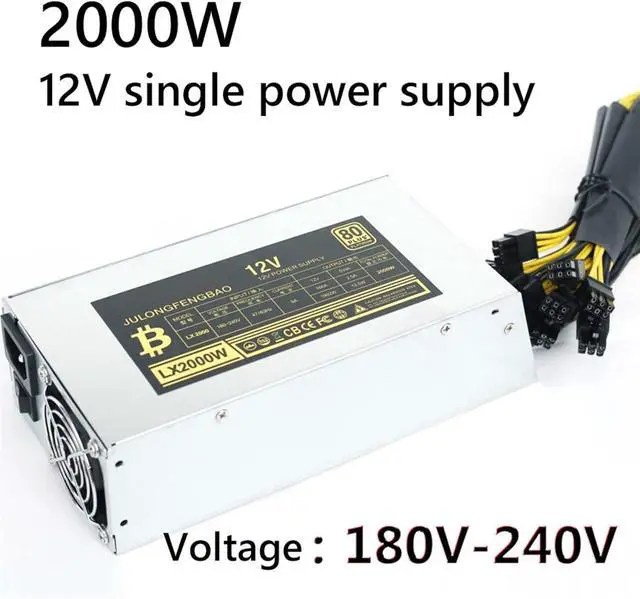 Alt view image 3 of 7 - 2000W PSU Antminer Bitmain 2000w Power Supply 6PIN Antminer T9 ETH PSU antminer S9 S7 L3 BTC LTC 1800W Miner Power Supply