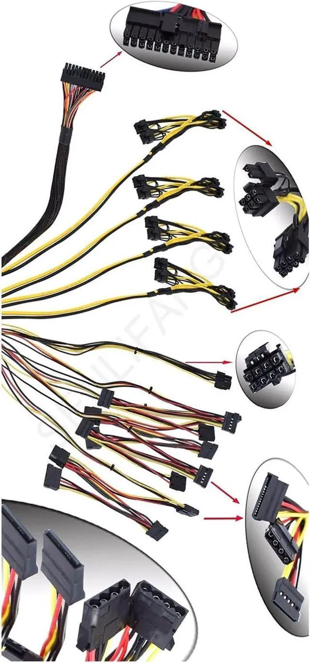 Alt view image 6 of 6 - AC 110V-220v ATX Pc 2000W Power Supply 8 Graphics Card Ethereum ETH BTC Mining Antminer PSU for US CA MX BR JP Voltage
