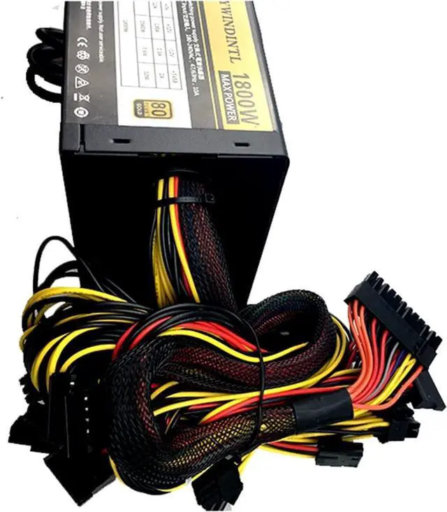 Alt view image 6 of 6 - 1800 PC Desktop Power Supply PSU Gold Power 1800W BTC Power Supply for R9 380 RX 470 RX480 6 GPU Cards Mining rig ATX Ethereum