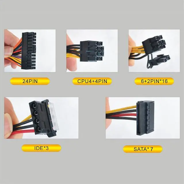 Alt view image 7 of 7 - Mining Power Supply 2000W 2400W 2600W BTC ETH Bitcoin Miner PSU Source 110V-240V ATX 95% Efficiency Support 8 Graphics Cards(160V-240V 2400W)