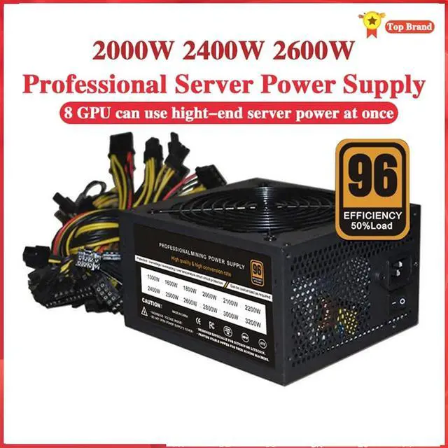 Alt view image 2 of 7 - EPANO 2000W 2400W 2600W 180V-260V ETH ATX Bitcoin Mining Power Supply 95% Efficiency Support 8 GPU Display Cards for BTC Miner Mining(2000W)