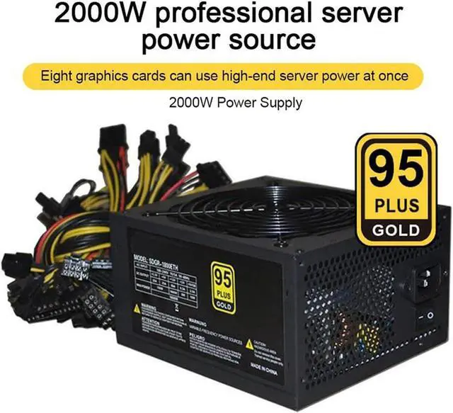 Alt view image 2 of 7 - Mining rig 2000W Power Supply 180-260V ATX Mining Ethereum 95% Efficiency for S9 S7 L3 8GPU Cards Support Max to 2000W