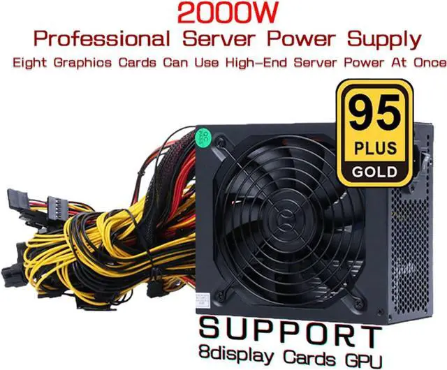 Alt view image 2 of 7 - 2000W 2400W 2600W 180V-260V ATX ETH Bitcoin Mining Power Supply 95% Efficiency Support 8 Display Cards GPU for BTC Bitcoin Miner(1800W to 2000W)