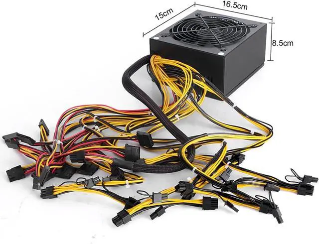 Alt view image 5 of 7 - XMKT 1600W PC Power Supply ATX 12V 1.3 PSU for Bitcoin Miner RX470 RX 480 RX 570 1600W Mining rig ATX Mining Machine