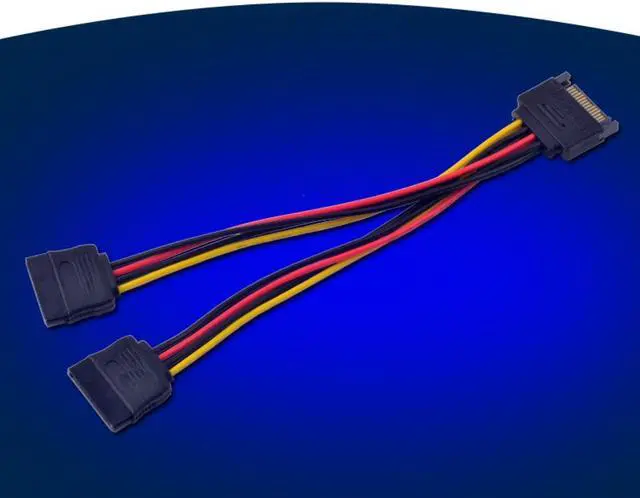 Main image of 15Pin SATA Male to 2x 15Pin SATA Splitter Female Power Cable Extension Cables 20cm long