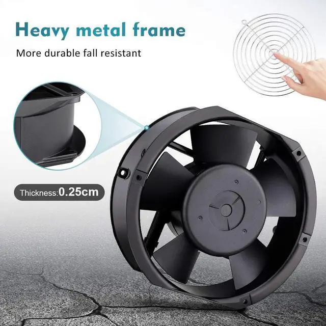 Alt view image 5 of 7 - Wathai AC 110V 120V Axial Fan Big Airflow High Speed Dual Ball 172mm x 150mm x 51mm for DIY Cooling Ventilation Exhaust Projects For Server