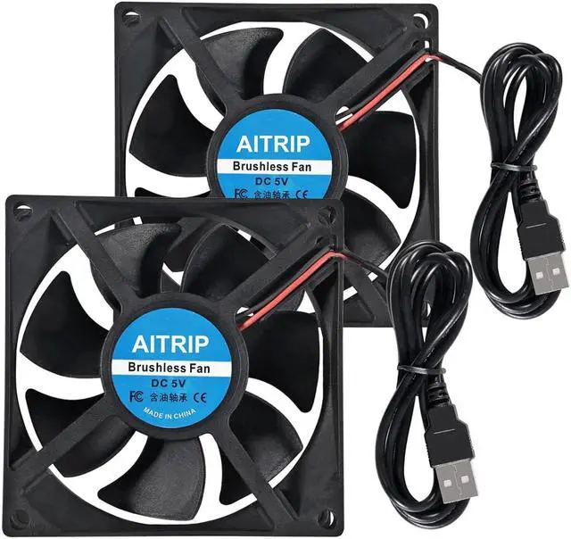 Main image of AITRIP 2PCS 80mm USB Fan 5V Brushless 8025 80x25mm for Cooling DIY PC Computer Case 3D Printer CPU Coolers Radiators