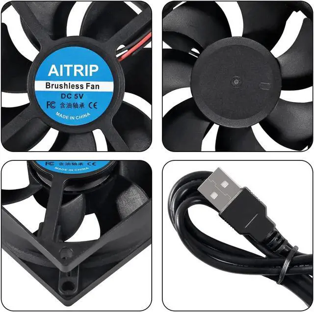 Alt view image 7 of 7 - AITRIP 2PCS 80mm USB Fan 5V Brushless 8025 80x25mm for Cooling DIY PC Computer Case 3D Printer CPU Coolers Radiators