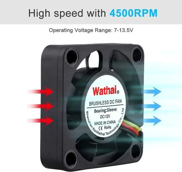 Alt view image 6 of 7 - Wathai 40mm x 10mm DC Brushless Fan 12V 3Pin Cooling for 3D Printing, PC Computer Case, CPU Replacement, Graphics Card, Raspberry PI