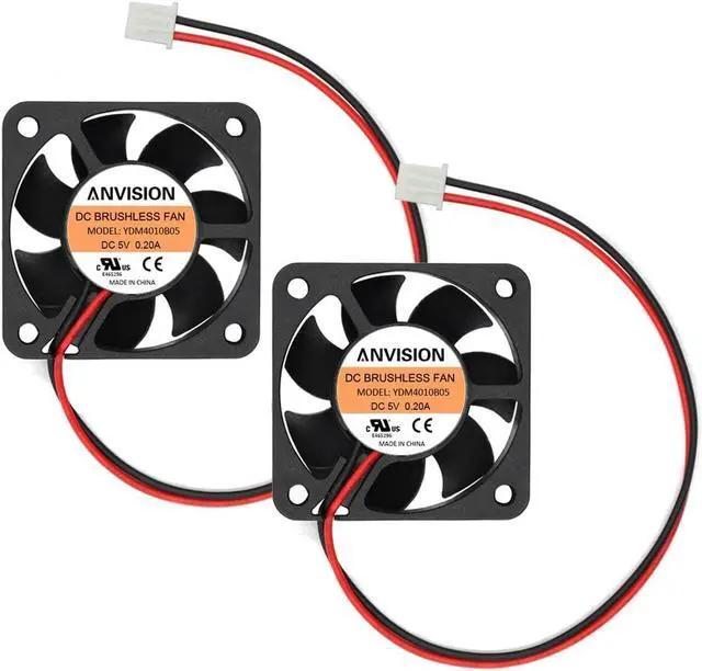 Main image of 2-Pack 40mm x 10mm DC 5V Brushless Cooling Fan, Dual Ball Bearing, 2-Pin