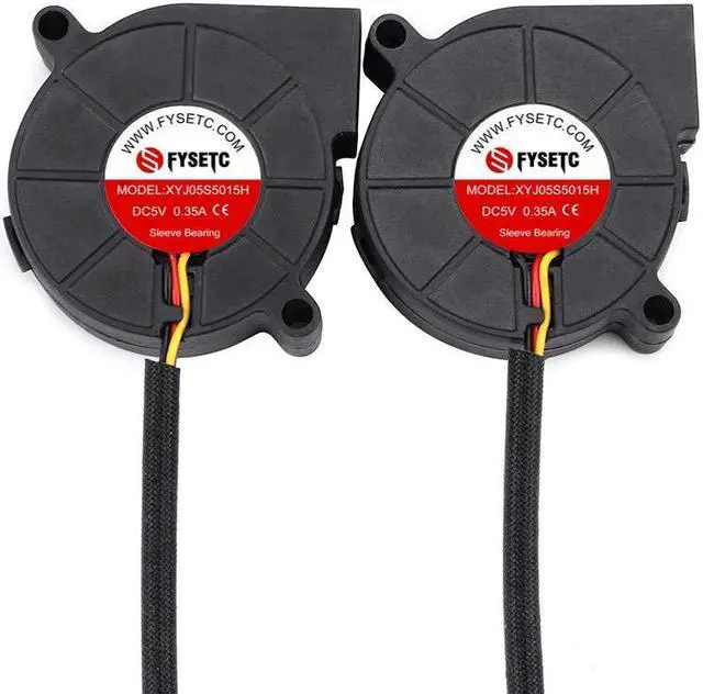 Main image of FYSETC Prusai3 MK3 MK3S Cooling Fan 5015 50x50x15mm 5V DC 0.35A otend Cooler Blow Radiator Sleeve Bearing for 3D Printer Parts Accessories, 2Pcs