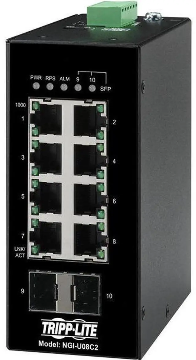 Alt view image 9 of 20 - Tripp Lite Ethernet Switch Unmanaged 8Port Industrial DIN Mount NGIU08C2