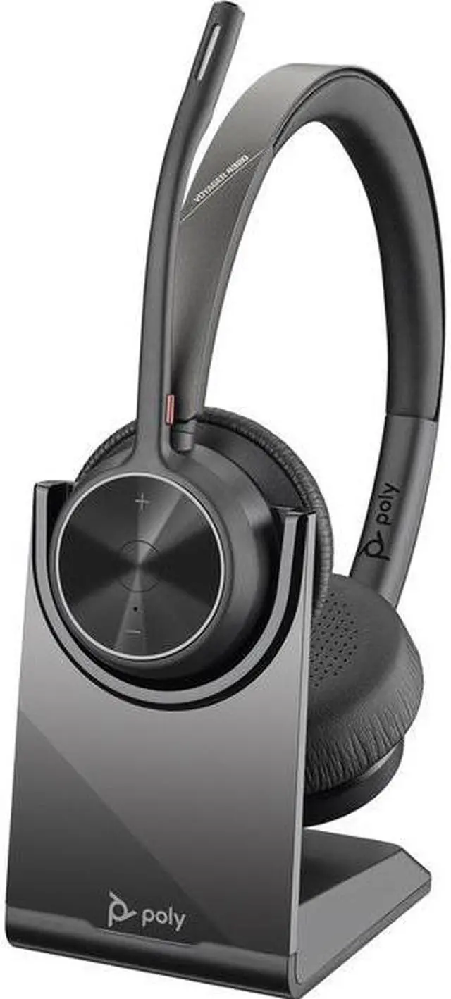 Main image of Poly - Voyager 4320 UC Wireless Headset + Charge Stand (Plantronics) - Headphones with Boom Mic - Connect to PC/Mac via USB-A Bluetooth Adapter, Cell Phone via Bluetooth - Works with Teams, Zoom &More